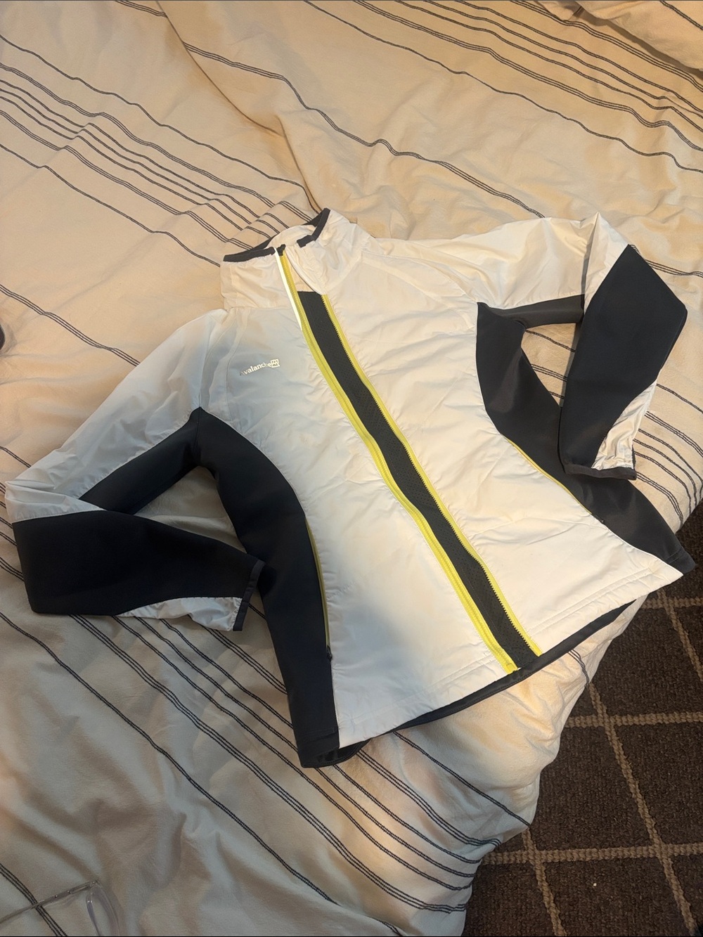 Avalanche White Jacket with Black Interior and Yellow Accent (S)